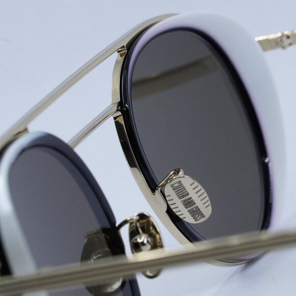 Cutler and Gross CG1270V2S 003 Sunglasses Silver/Black Round Frame, Brown Lenses - Picture 5 of 10